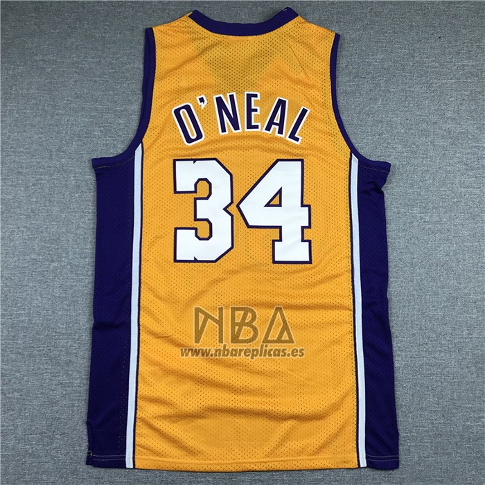 Camiseta Los Angeles Lakers Shaquille O'Neal NO 34 Mitchell & Ness 1999-00 Amarillo